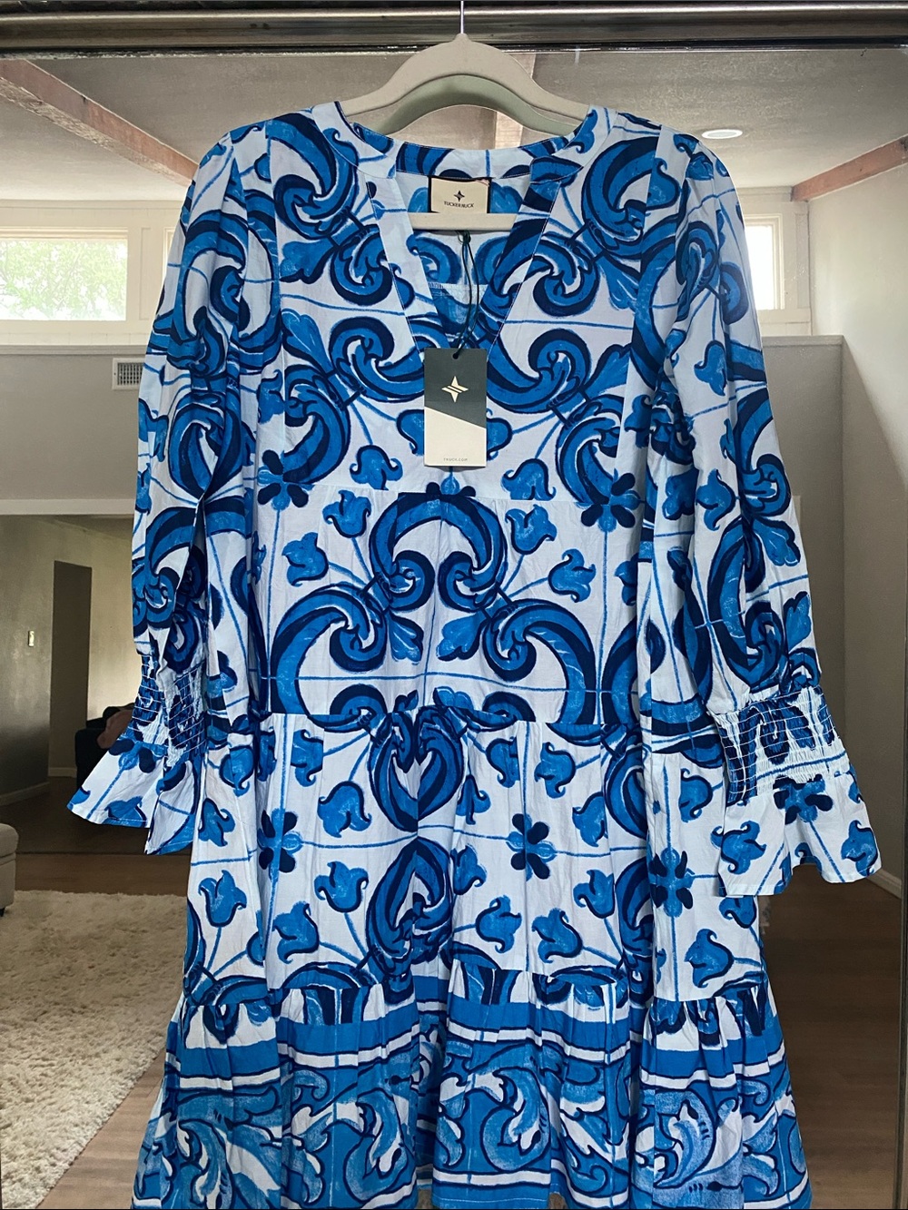 Tuckernuck Capri Blue Tile-Print Coverup